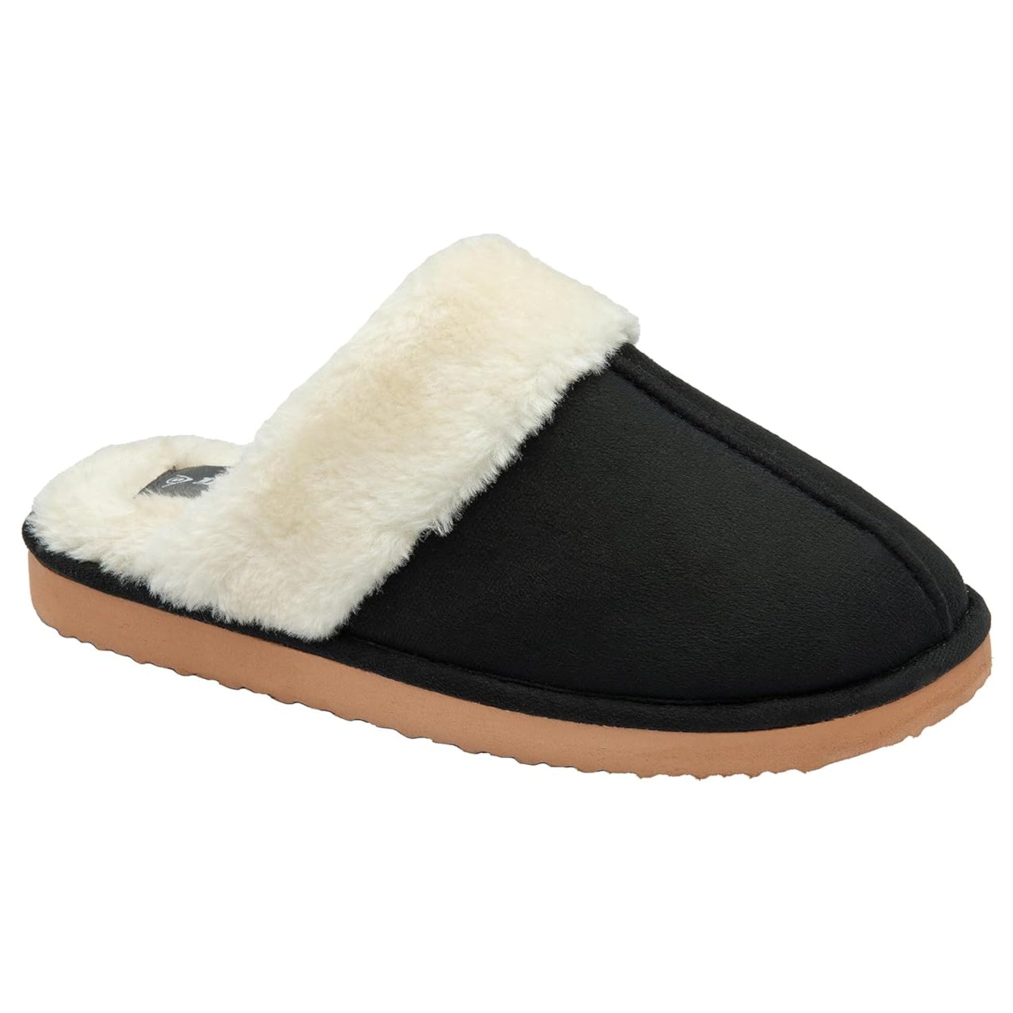 Ladies Dunlop footwear women’s mule slippers for indoor comfort with memory foam in black